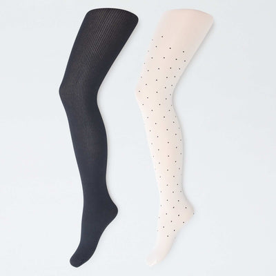 Lot de 2 collants légers fantaisie NOIR