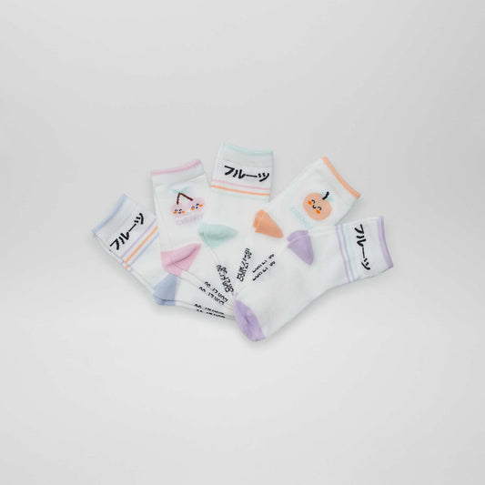 Lot de 5 paires de chaussettes Violet/rose/vert/orange