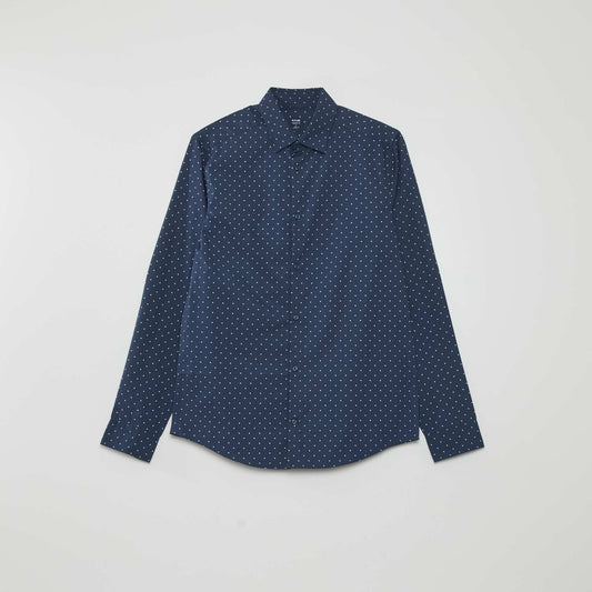 Chemise regular imprimé pois Bleu