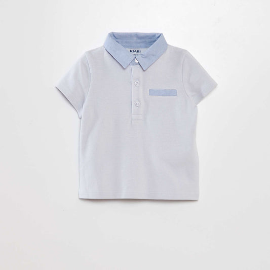 Polo en piqué de coton Bleu