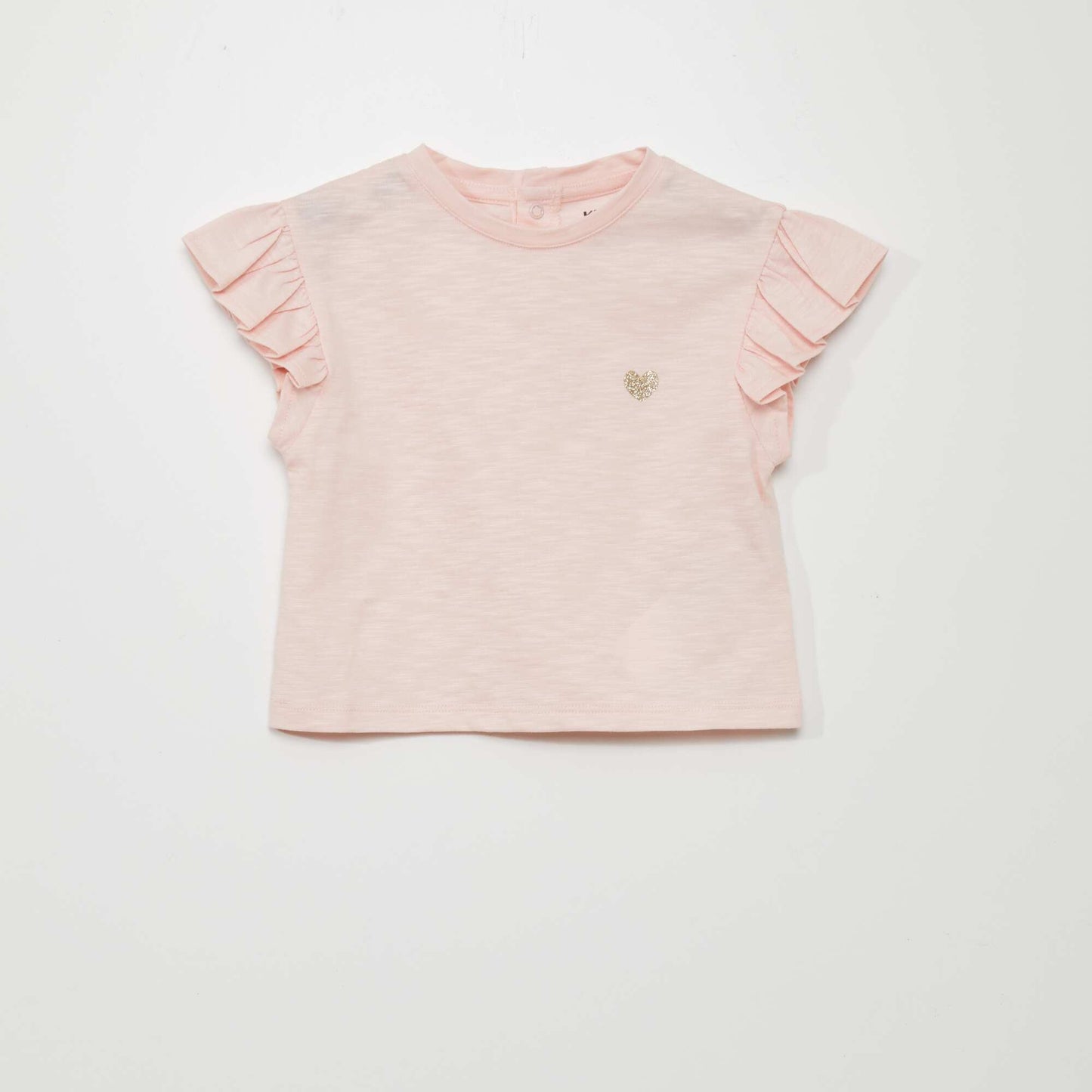 T-shirt imprimé manches volantées Rose