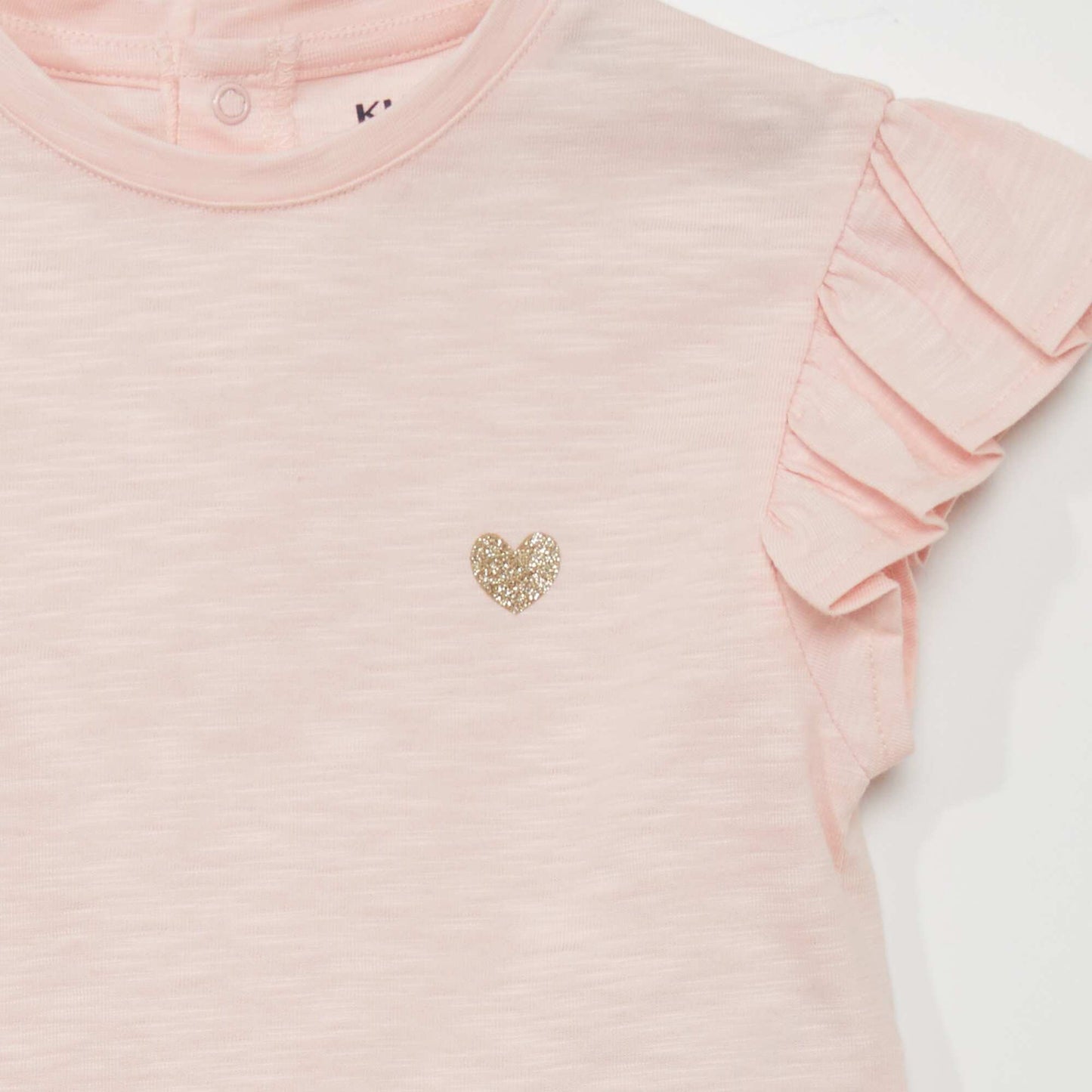 T-shirt imprimé manches volantées Rose