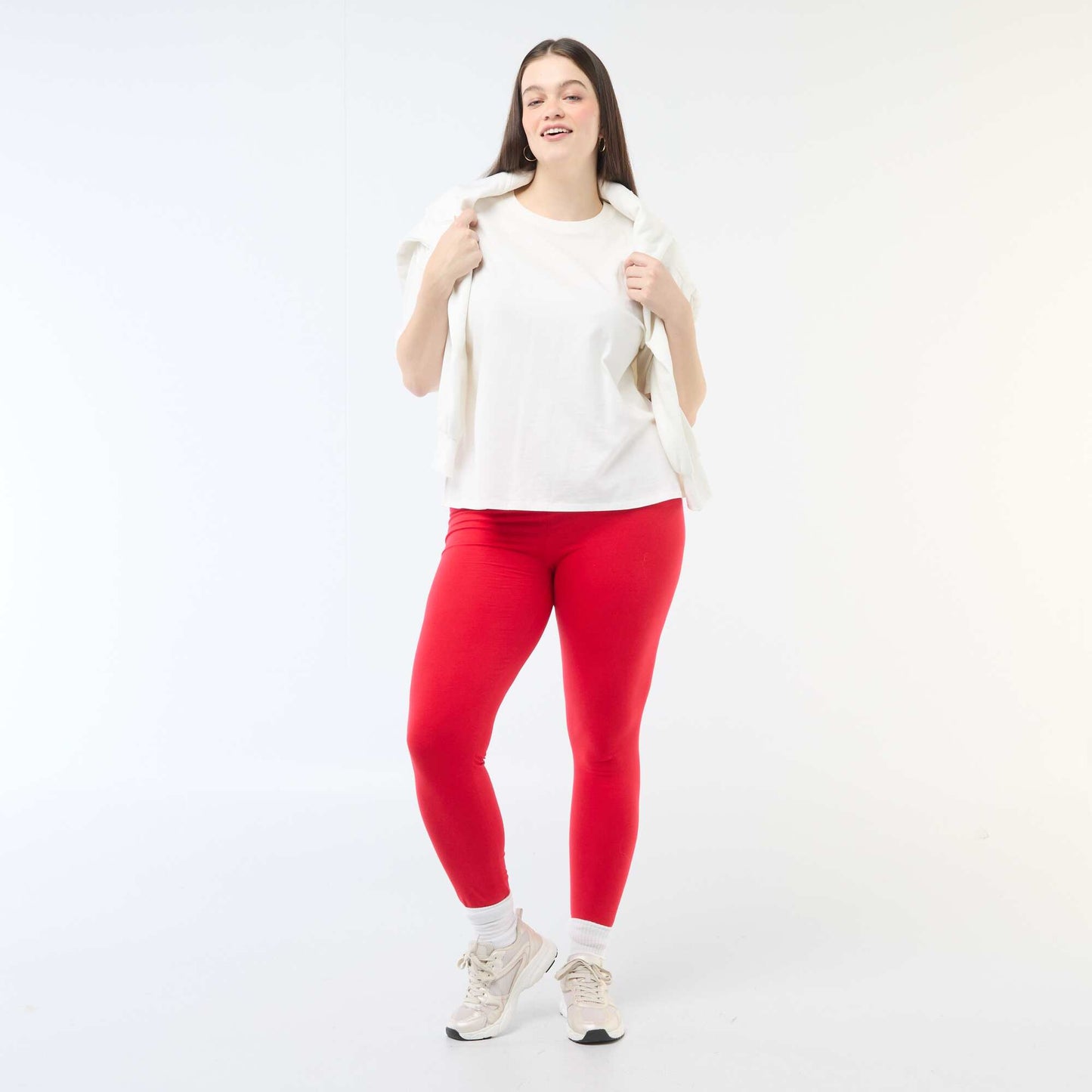 Legging long en coton ROUGE