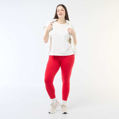 Legging long en coton ROUGE