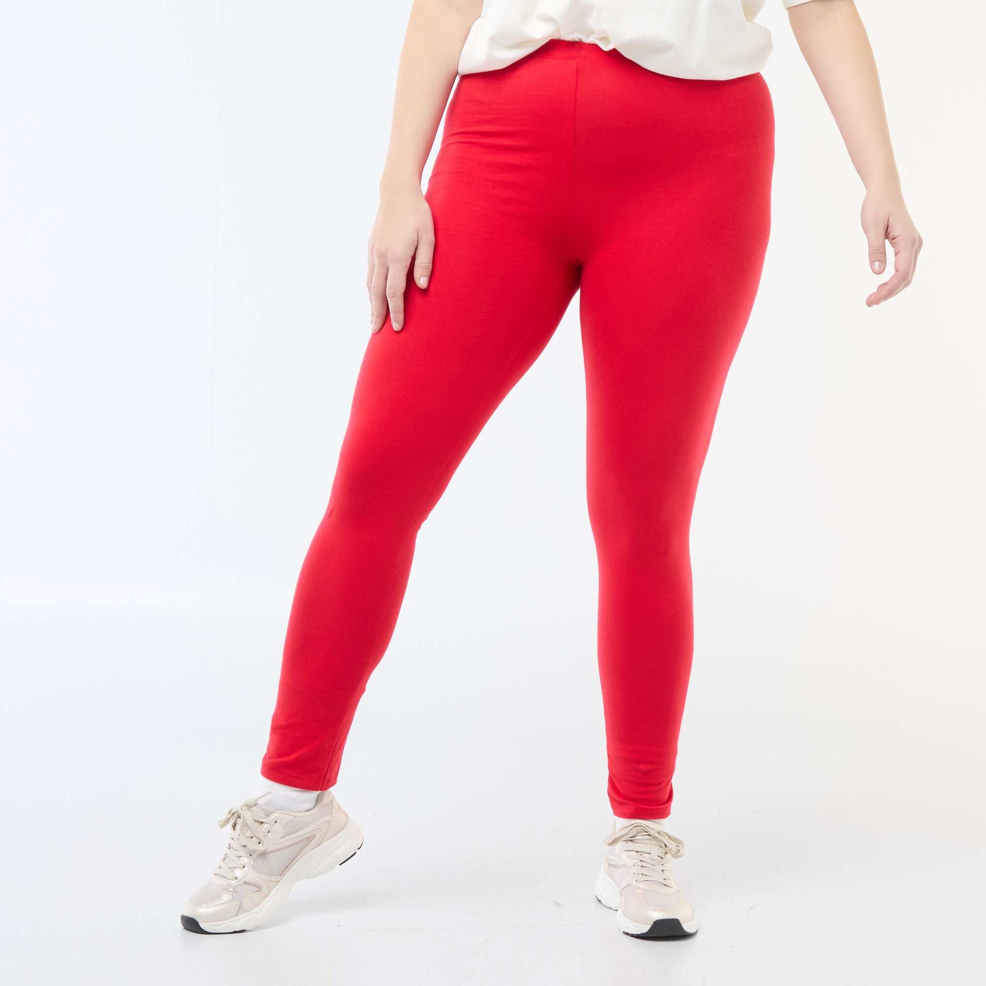 Legging long en coton ROUGE
