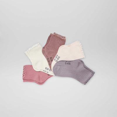 Lot de 5 chaussettes à volants Rose