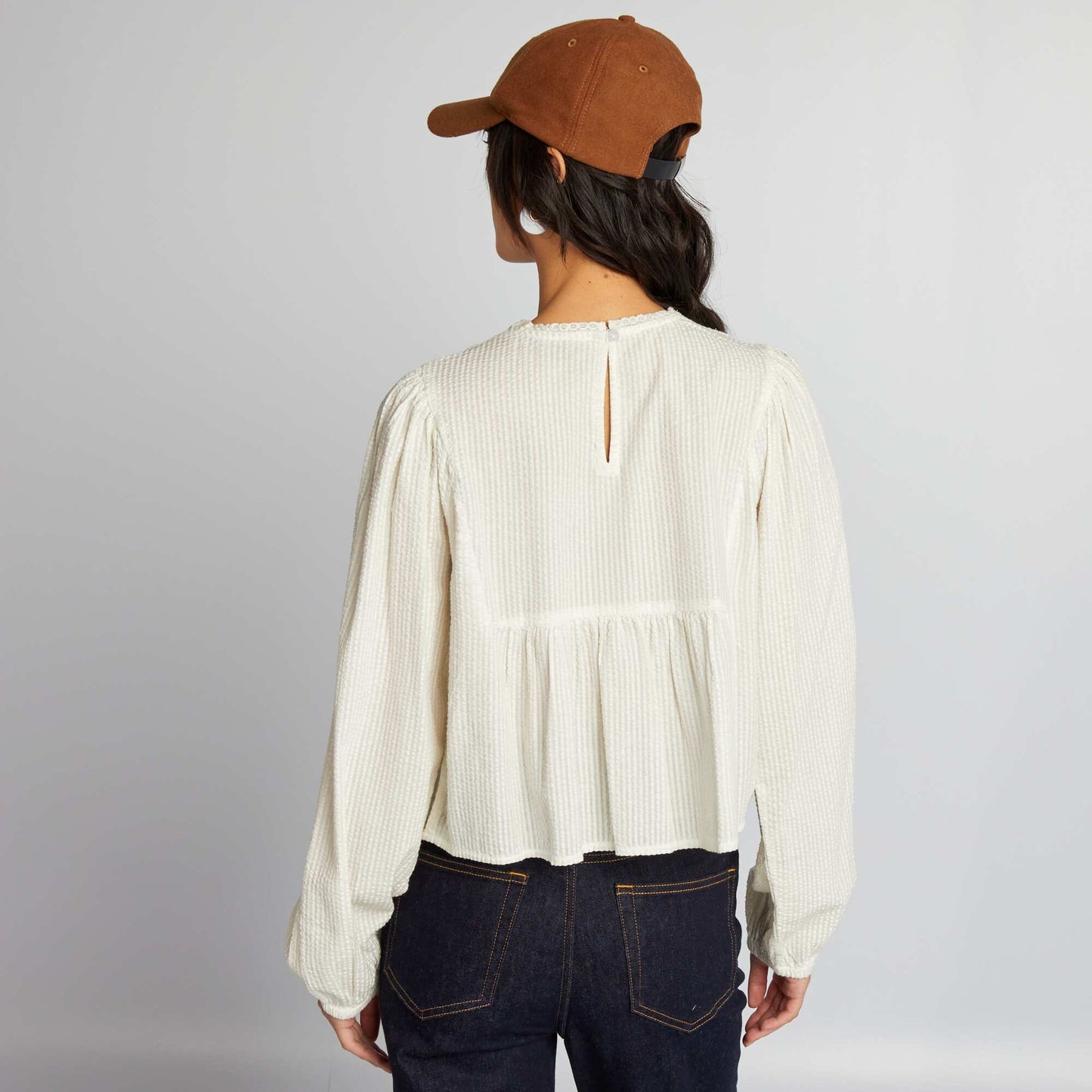 Blouse en gaze de coton Blanc