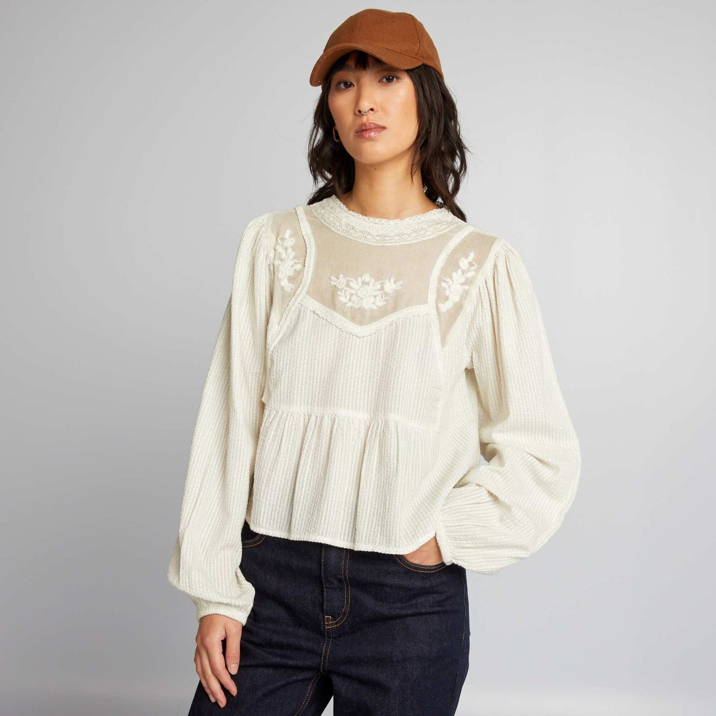 Blouse en gaze de coton Blanc