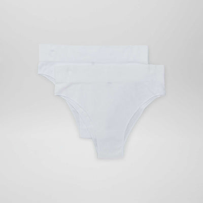 Lot de 2 tangas côtelés sans couture BLANC