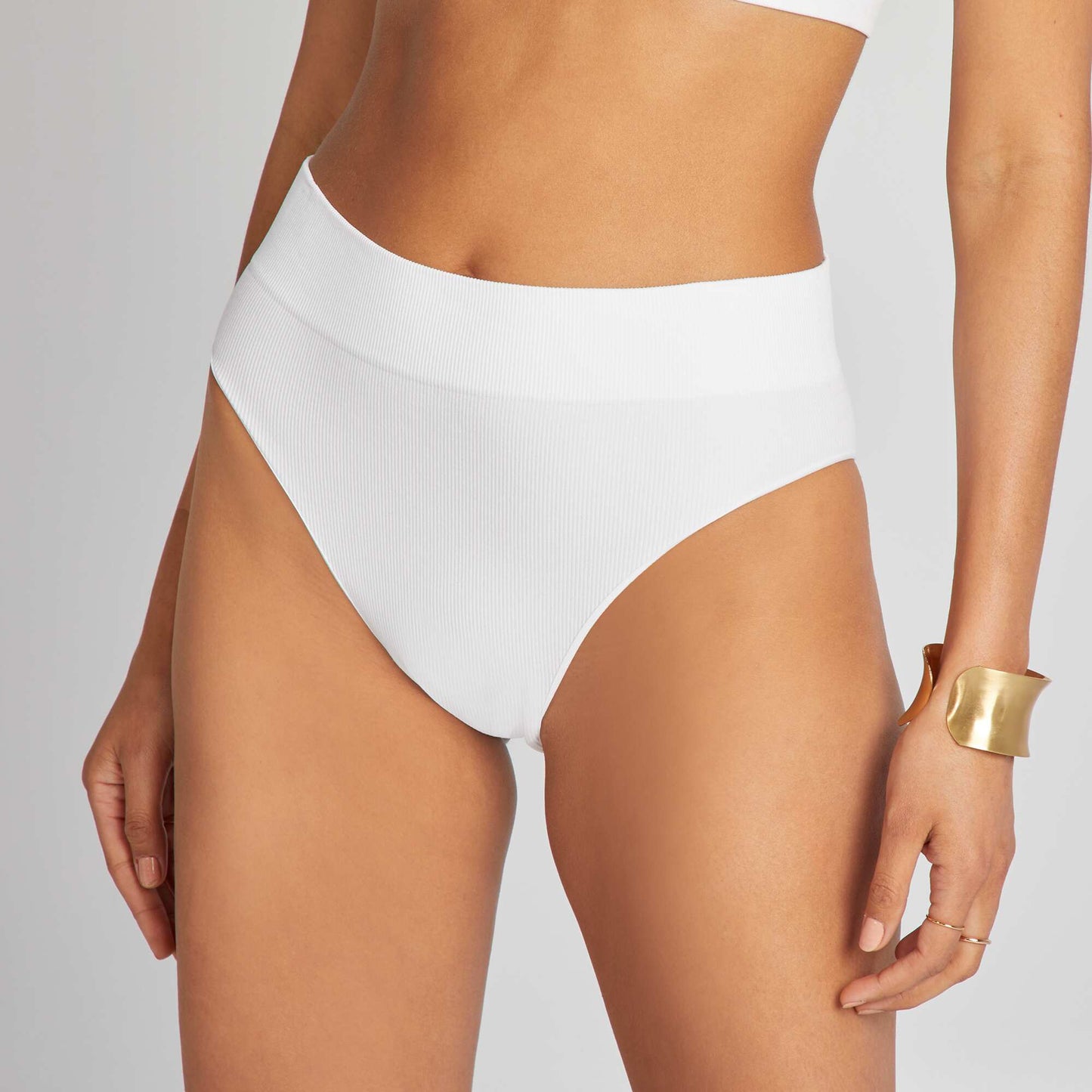 Lot de 2 tangas côtelés sans couture BLANC