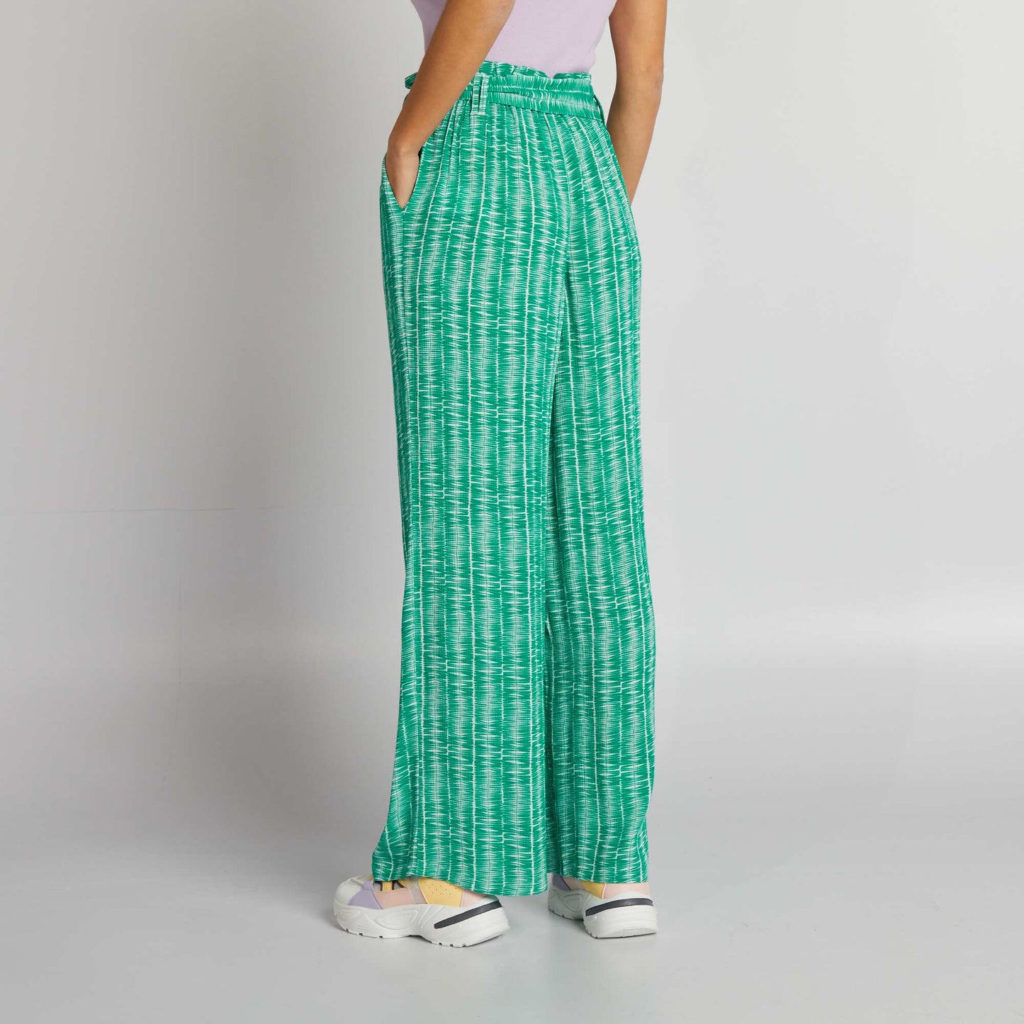 Pantalon avec ceinture à nouer Vert