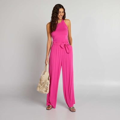 Pantalon avec ceinture à nouer Rose