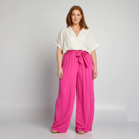 Pantalon large fluide Rose