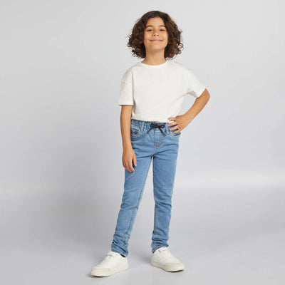 Jean à taille élastiquée avec cordons Double stone