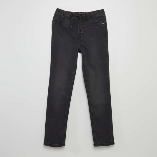 Jean à taille élastiquée avec cordons Noir