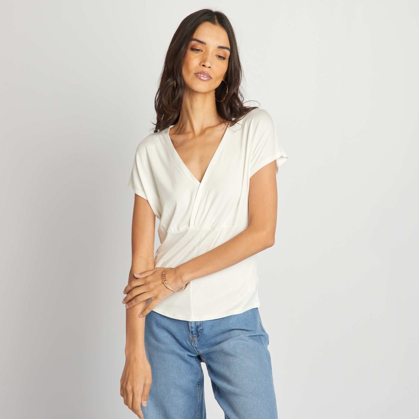 Tee-shirt manches courtes ultra-stretch Blanc