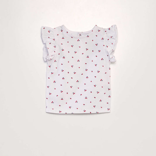 T-shirt à volants BLANC CERISE