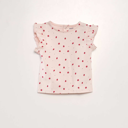 T-shirt à volants Rose fraise