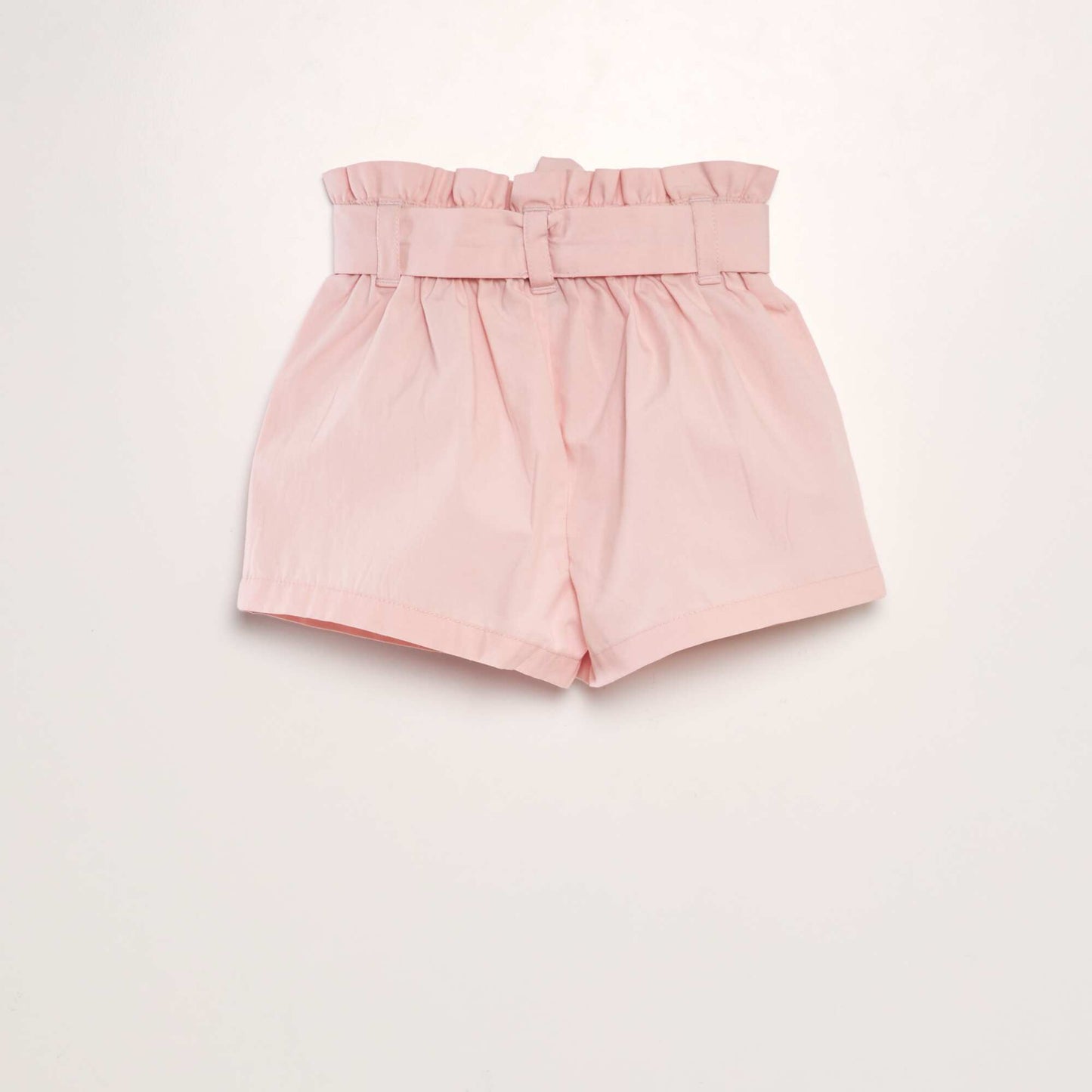 Short ceinturé en popeline Rose