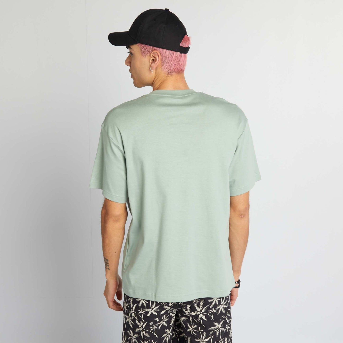 T-shirt col rond en coton Vert