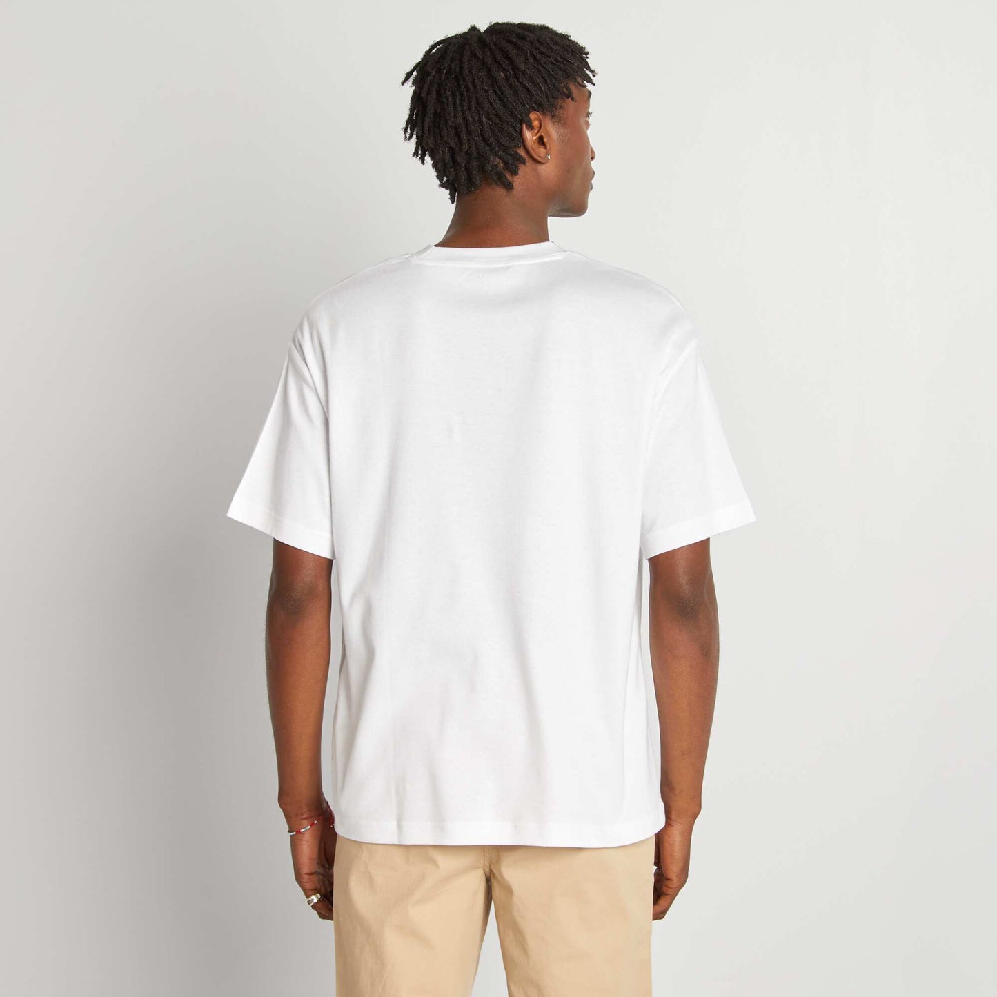 T-shirt col rond en coton BLANC