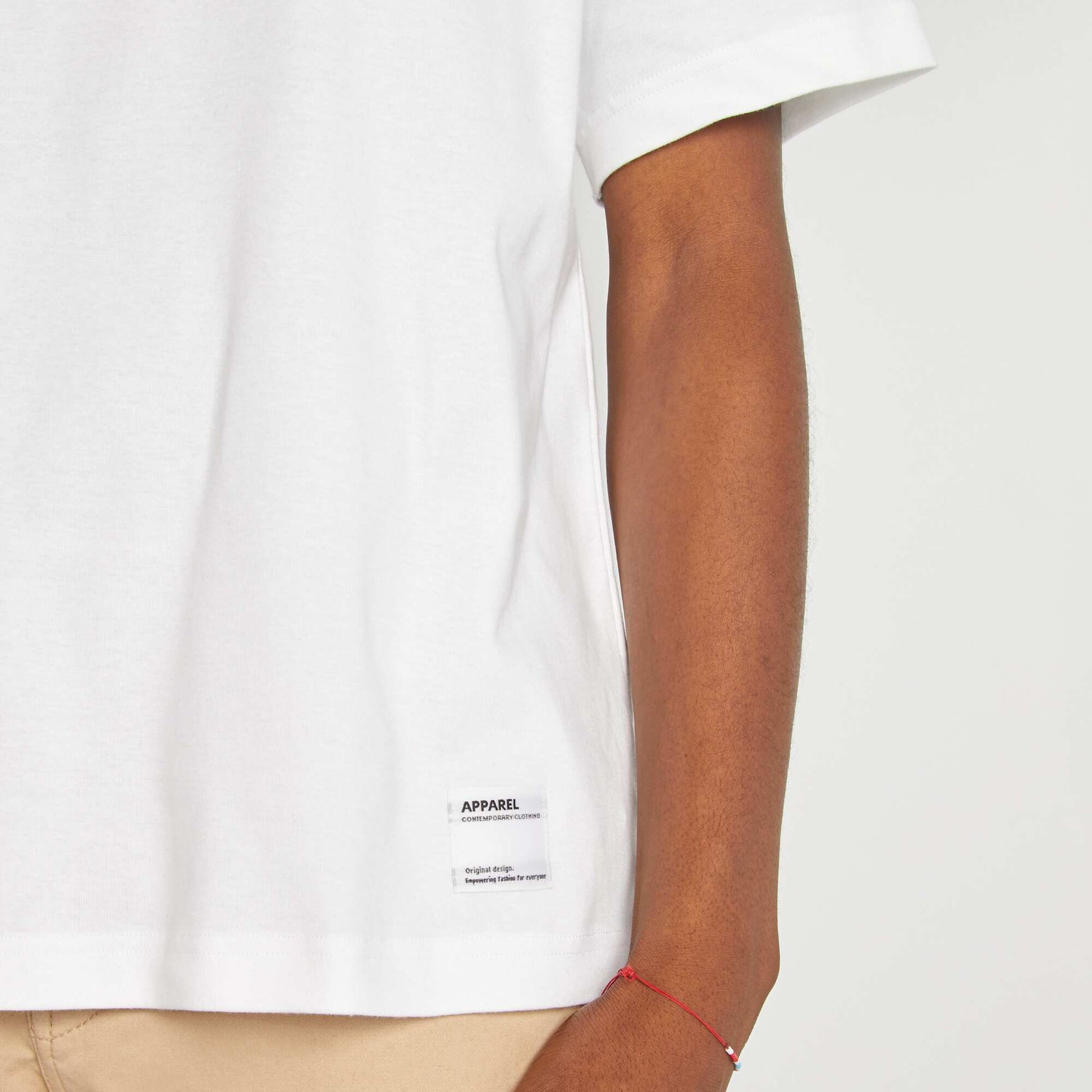 T-shirt col rond en coton BLANC
