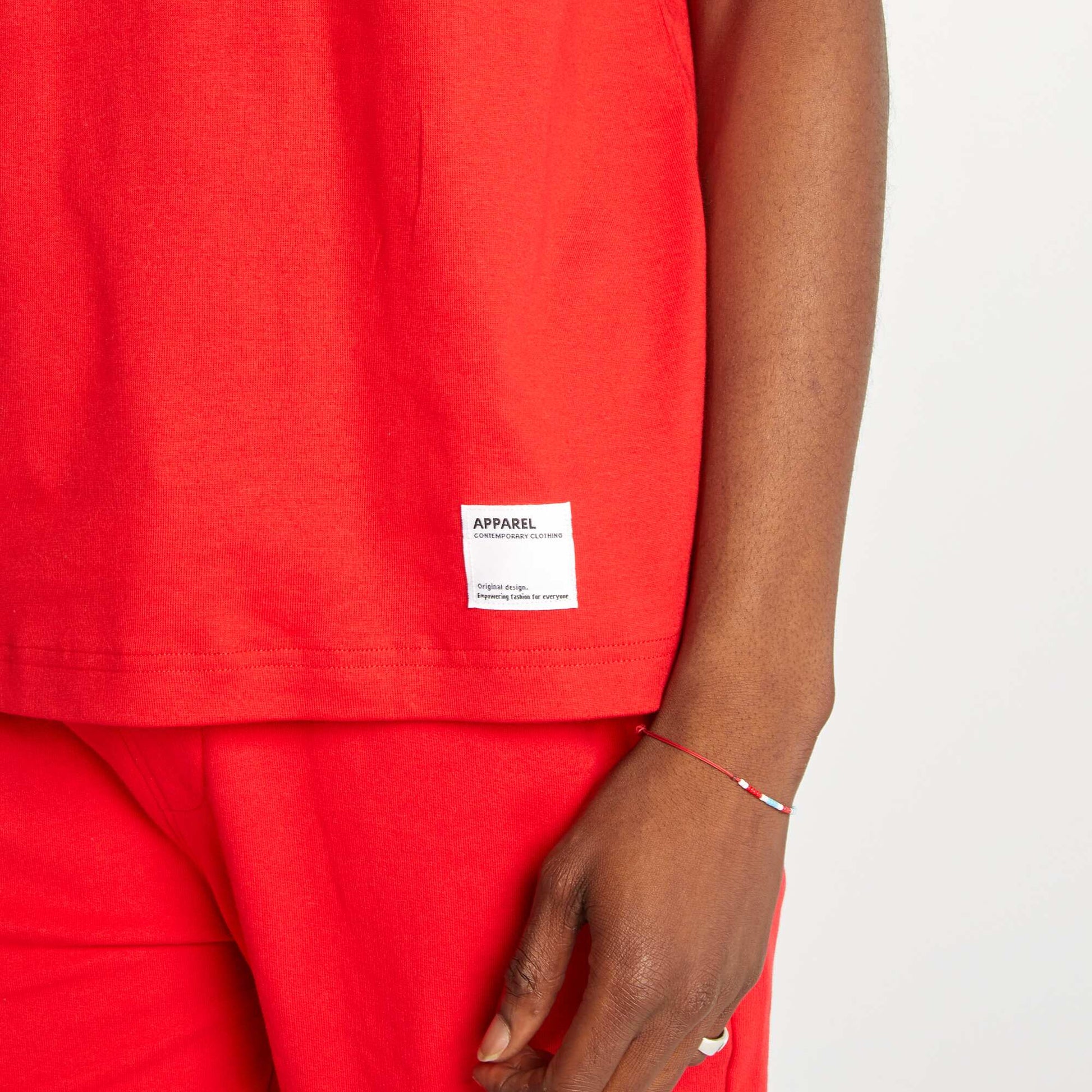 T-shirt col rond en coton ROUGE