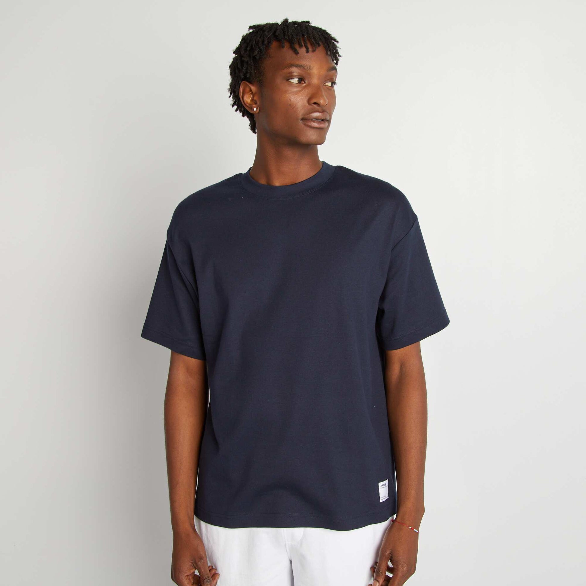 T-shirt col rond en coton MARINE