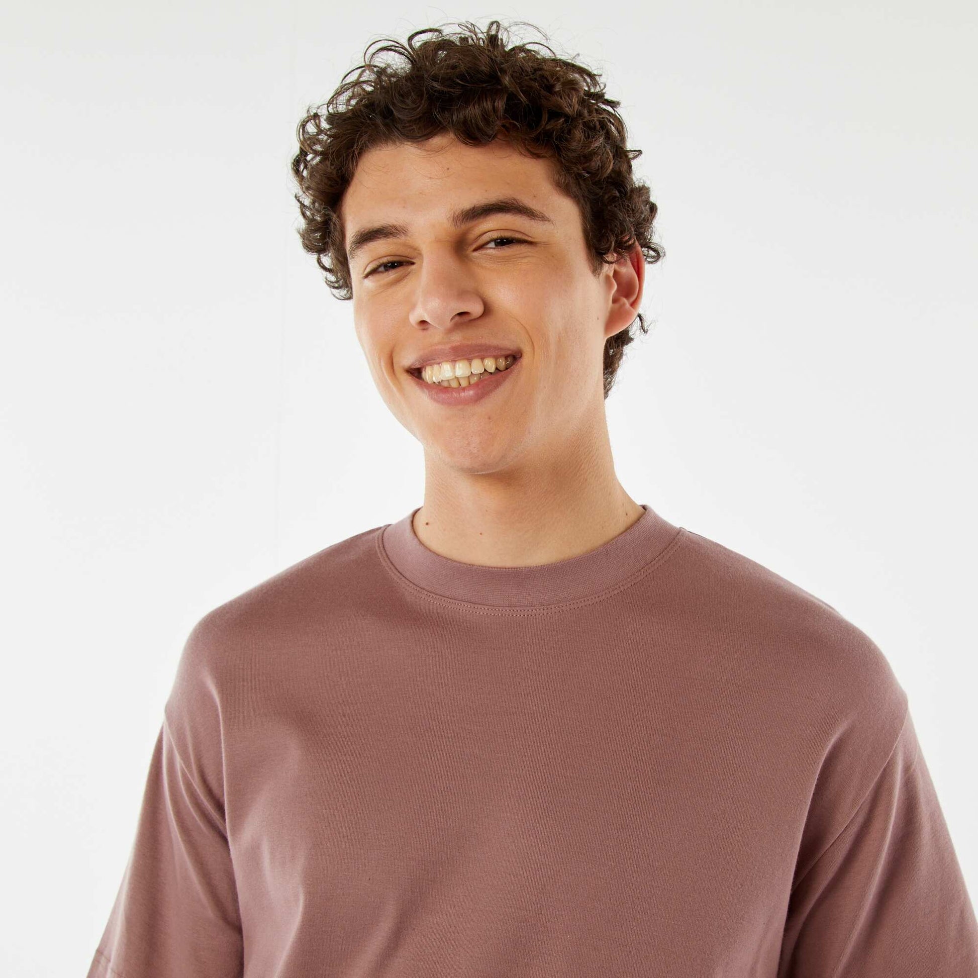 T-shirt col rond en coton MAUVE