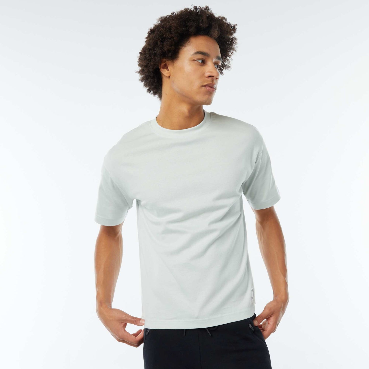 T-shirt col rond en coton BLEU CLAIR