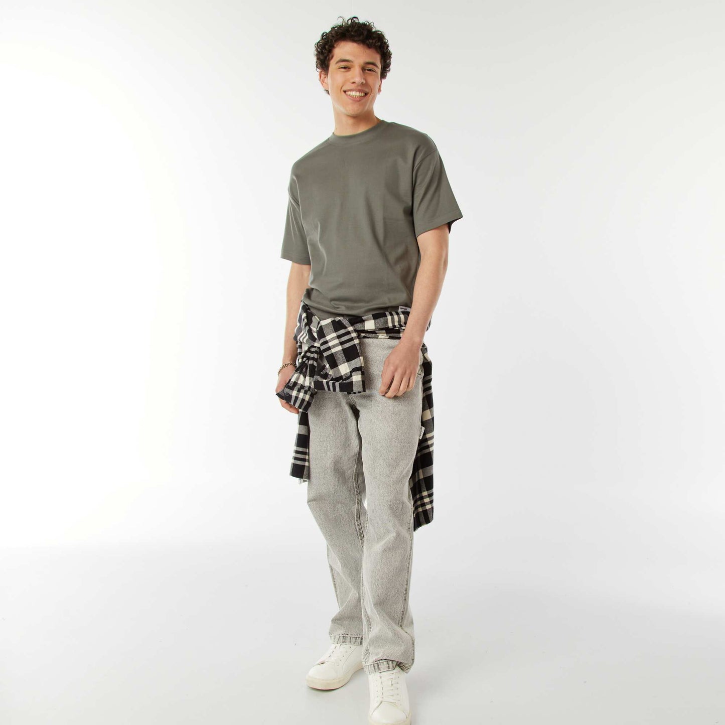 T-shirt col rond en coton KAKI