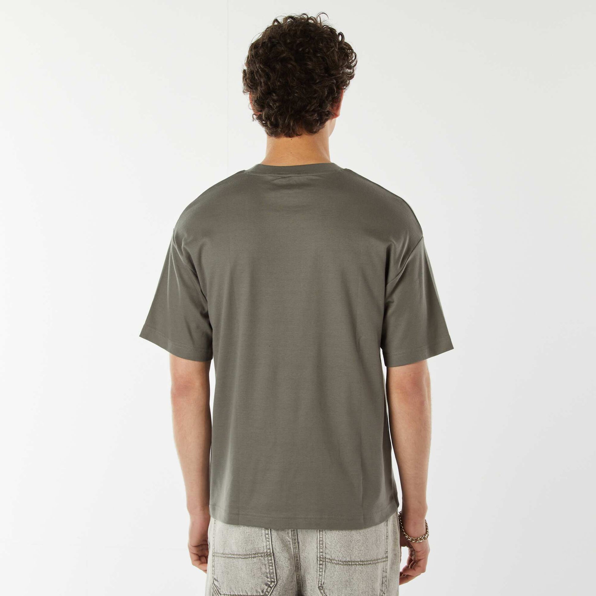 T-shirt col rond en coton KAKI