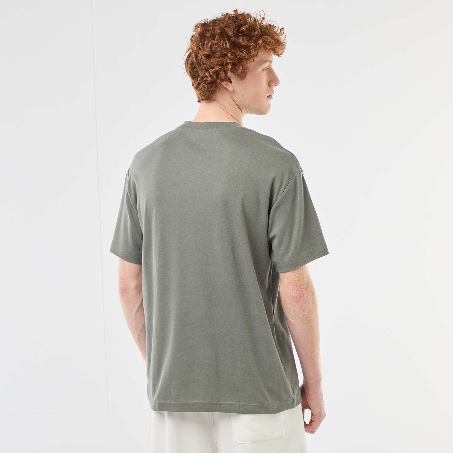 T-shirt col rond en coton KAKI