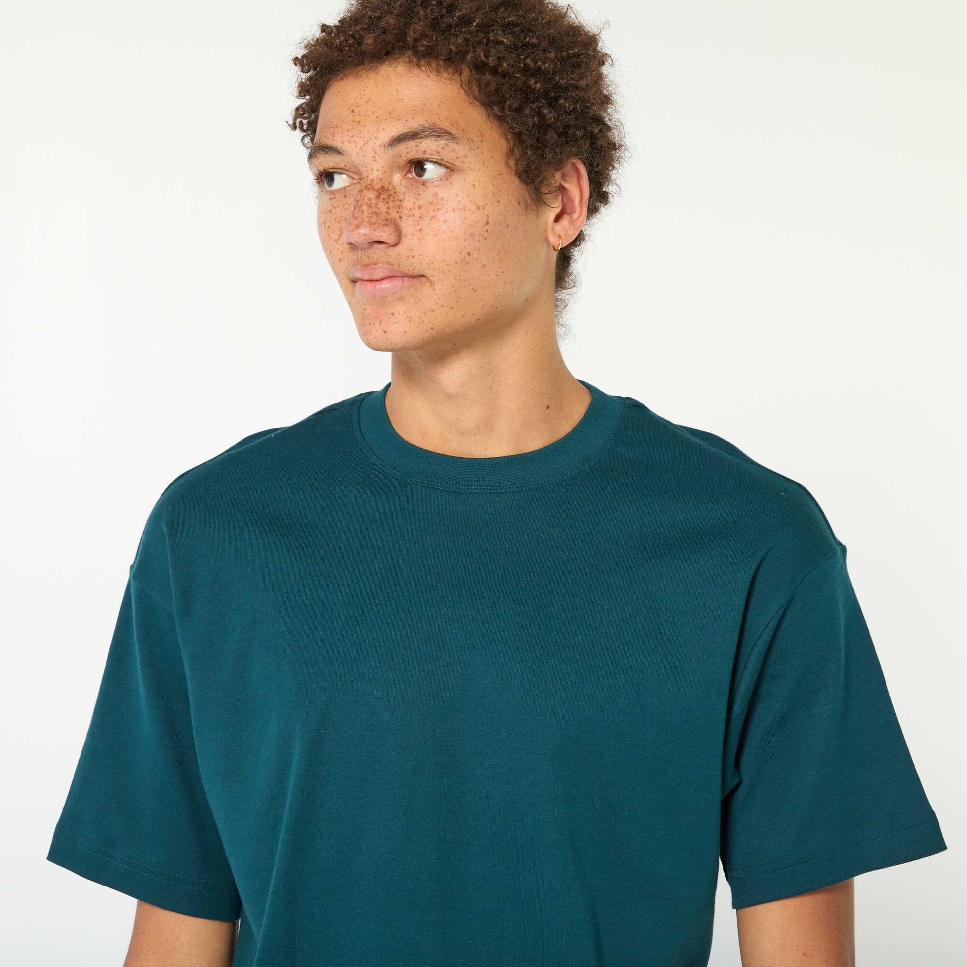T-shirt col rond en coton BLEU