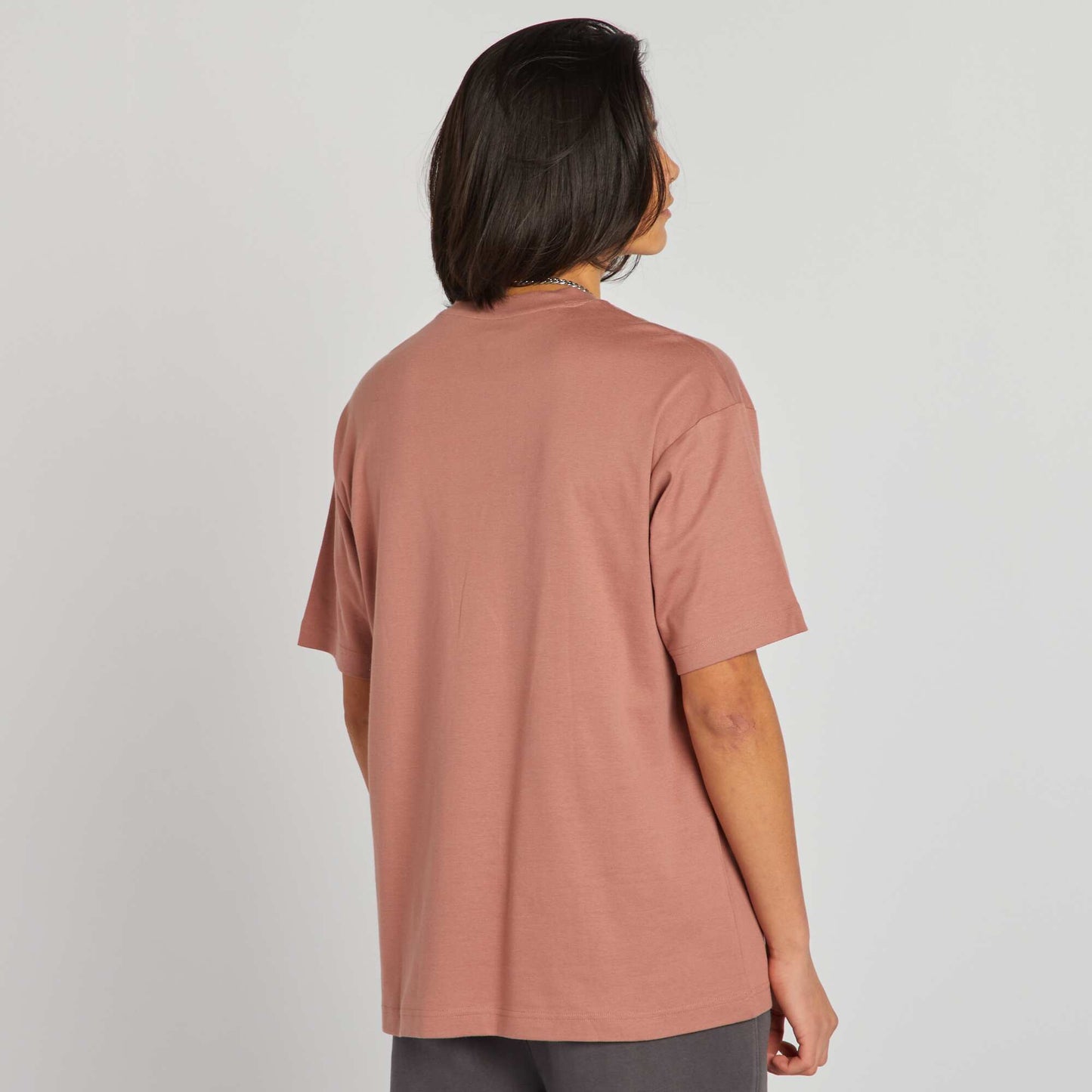 T-shirt col rond en coton Marron