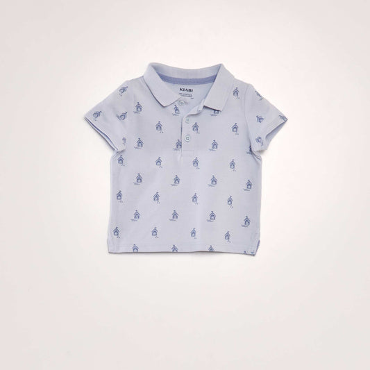 Polo en piqué de coton avec imprimé Bleu ciel