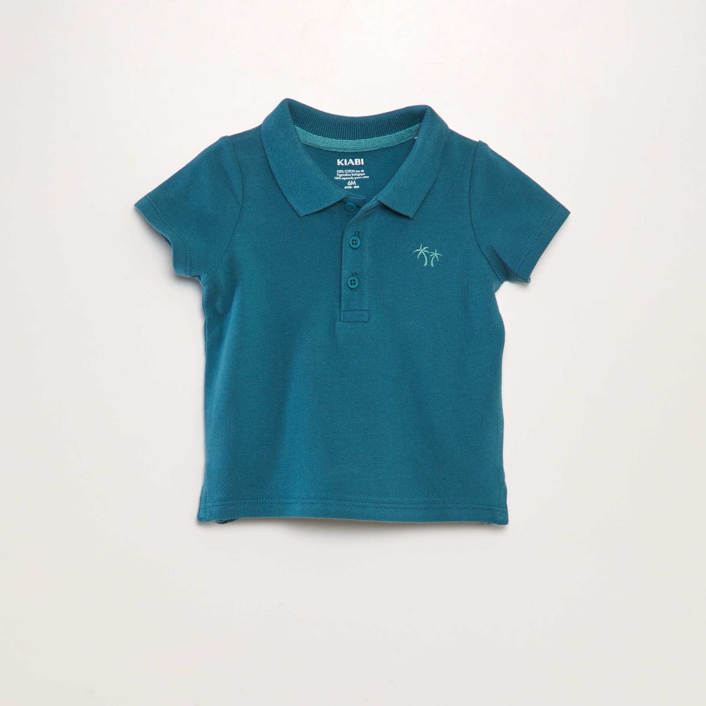 Polo en piqué de coton 'palmier' Bleu