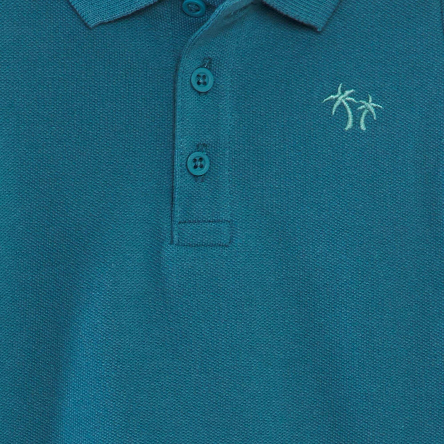 Polo en piqué de coton 'palmier' Bleu