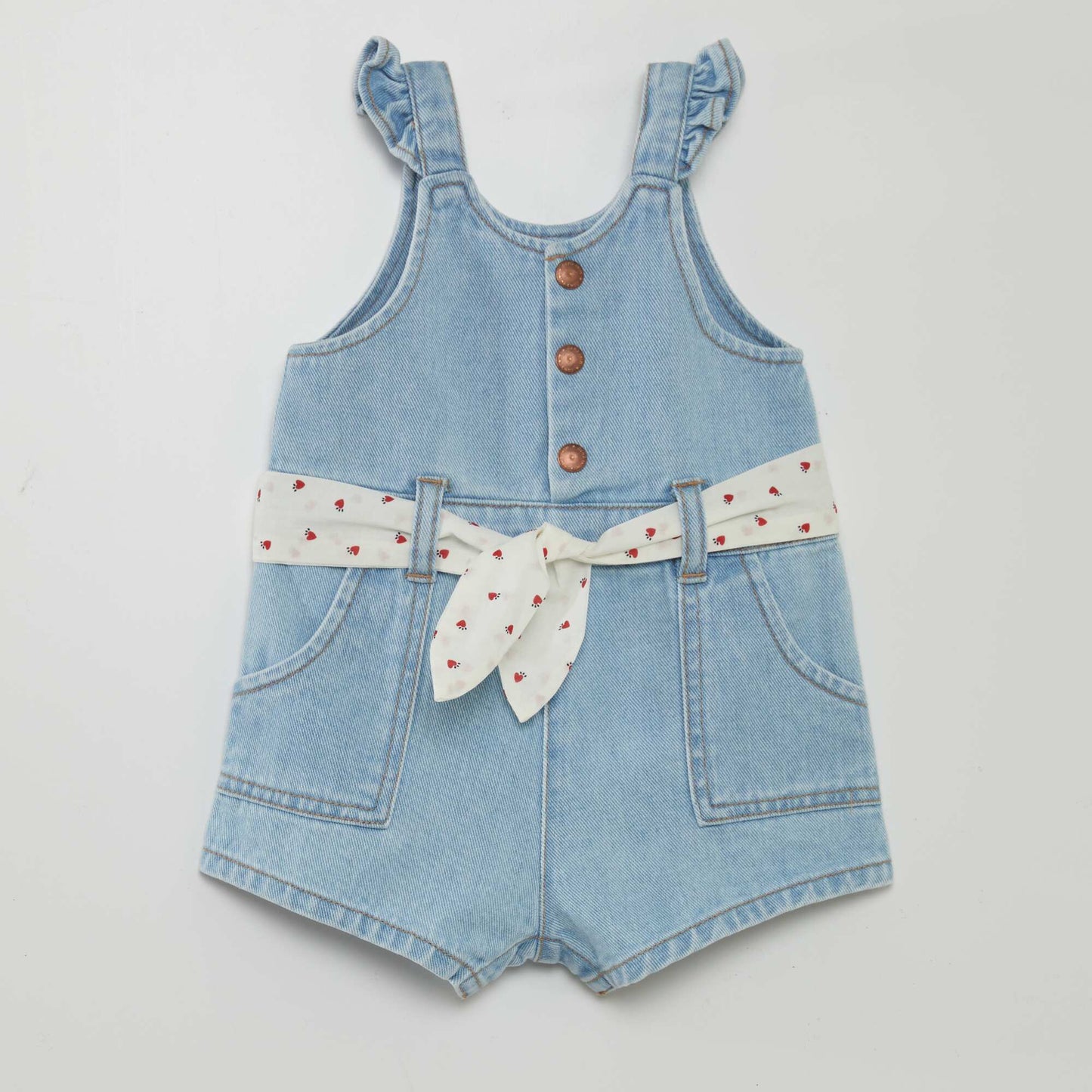 Combishort en denim avec ceinture imprimée Denim
