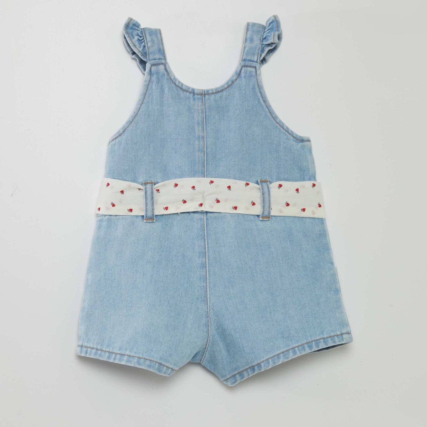 Combishort en denim avec ceinture imprimée Denim