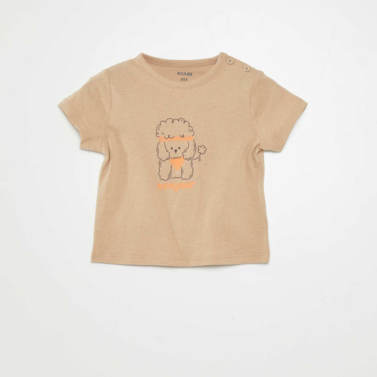T-shirt manches courtes imprimé Beige
