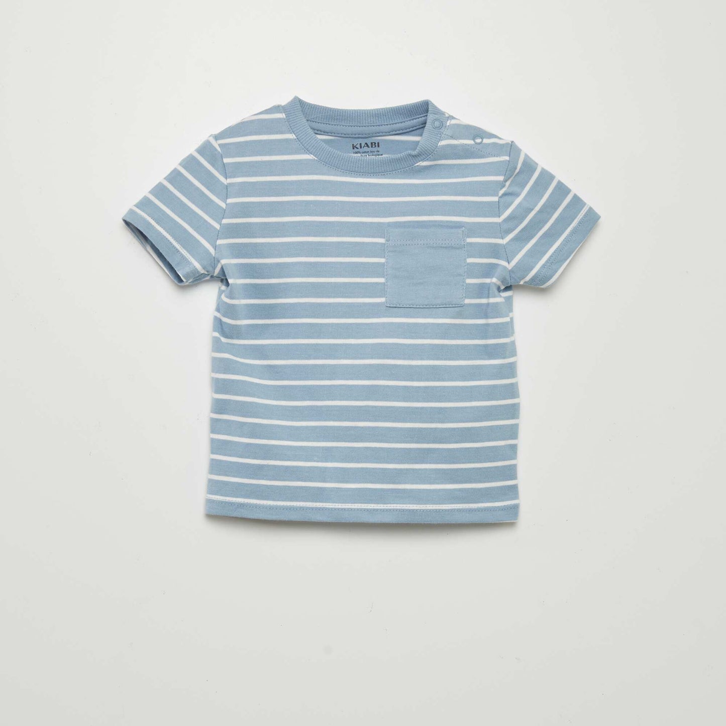T-shirt imprimé à poche Bleu rayé