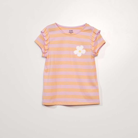 T-shirt en jersey manches volantées Rose