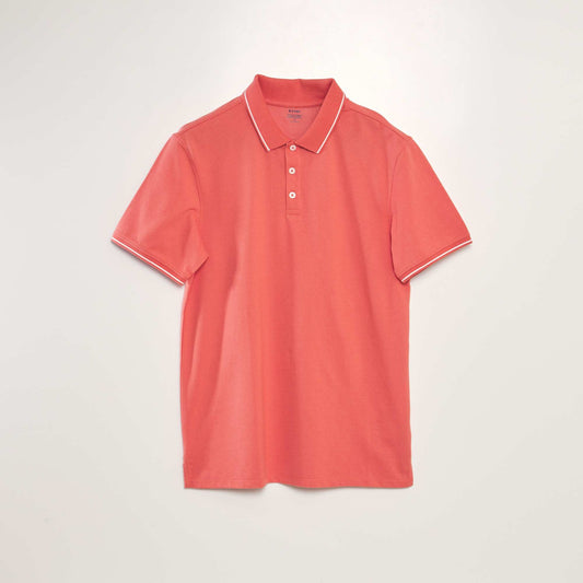 Polo en piqué de coton effet moucheté Rouge