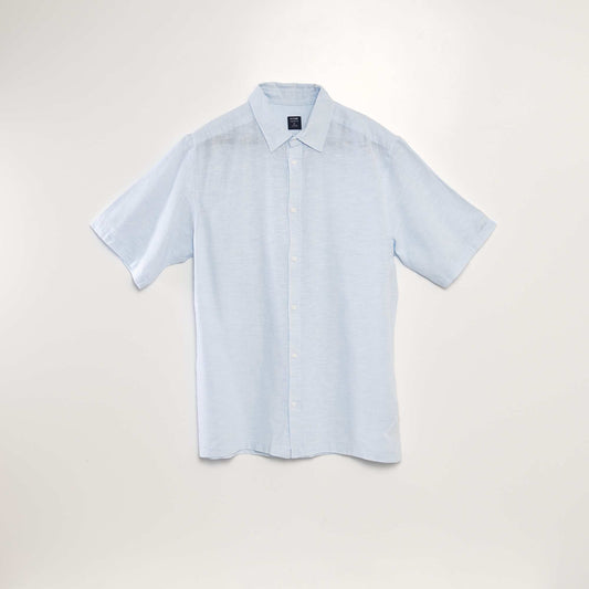 Chemise à manches courtes avec lin Bleu ciel