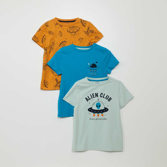 Lot de 3 t-shirts en jersey Bleu/orange