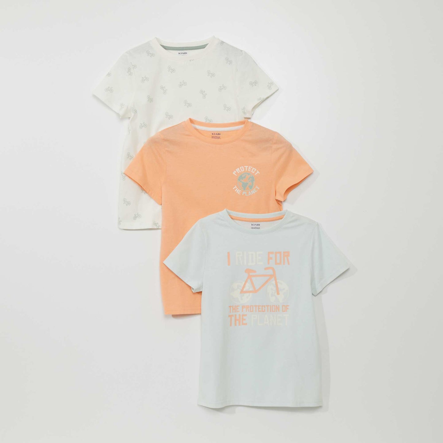 Lot de 3 t-shirts en jersey Bleu/Rose/Blanc