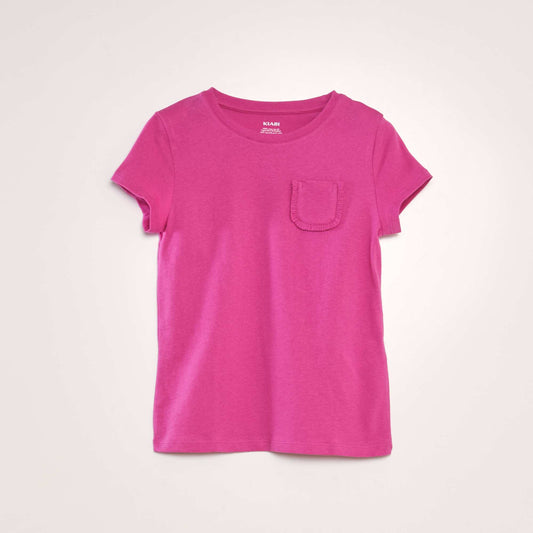 T-shirt uni avec poche Fuchsia