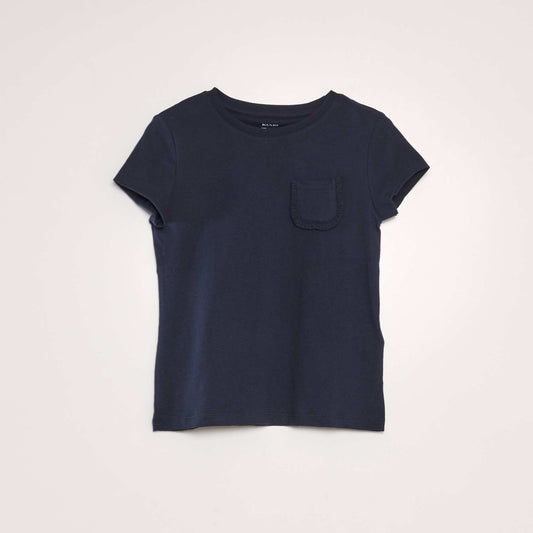 T-shirt uni avec poche bleu marine