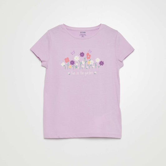 T-shirt en coton à col rond Violet